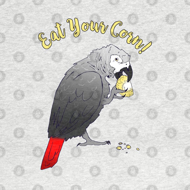 African Grey Parrot eating Corn by Einstein Parrot